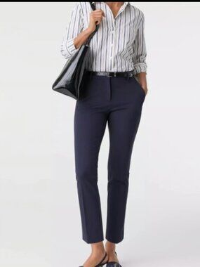ANN TAYLOR TALL EVA ANKLE PANTS ATLANTIC NAVY BLUE BRUSHED TWILL NEW $98 2 T
